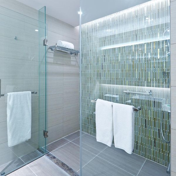 Shower with glass door