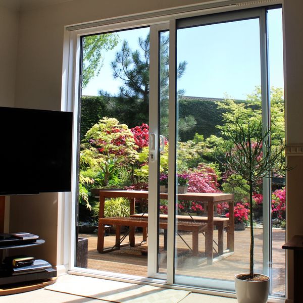 Sliding glass door to a patio