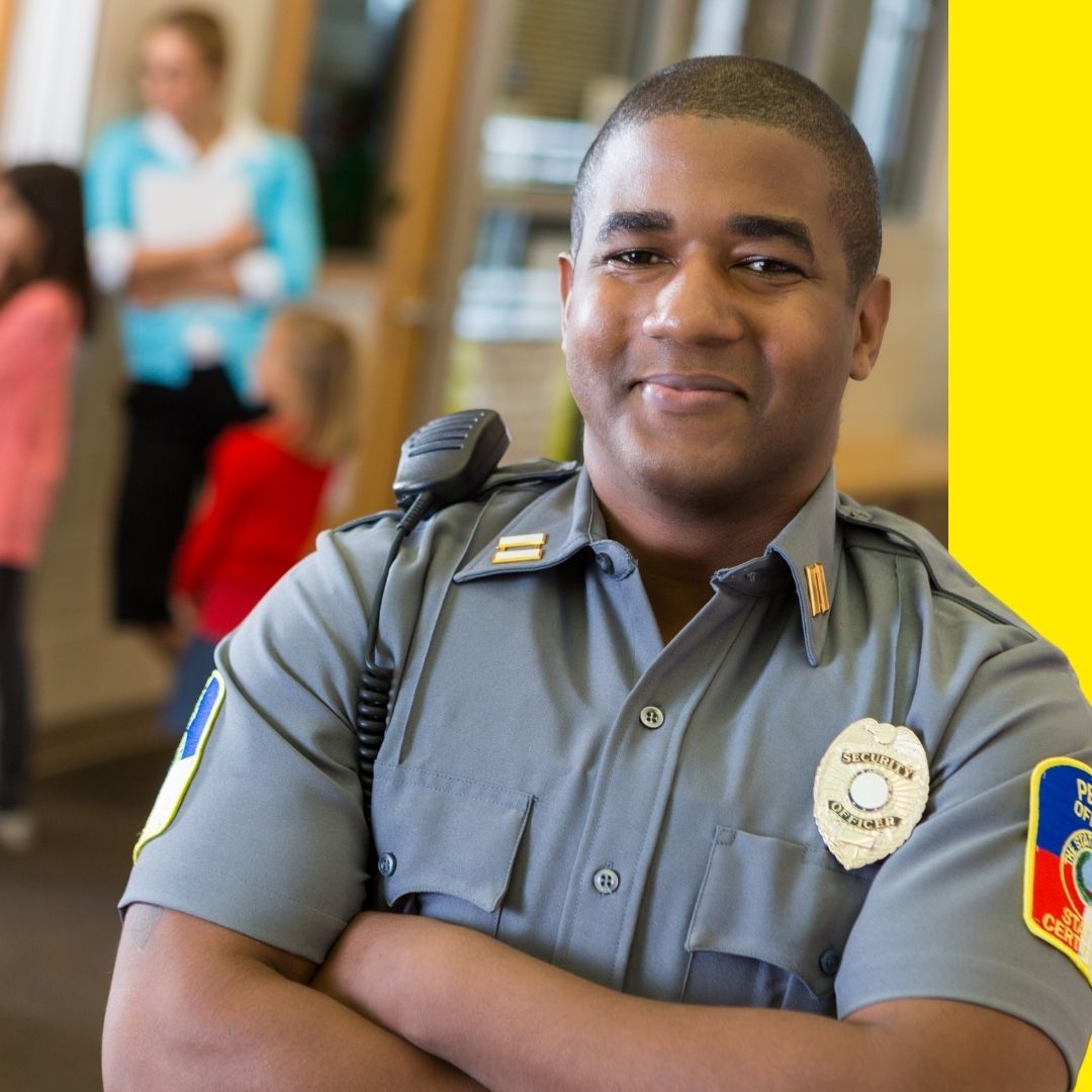 professional security guard smiling