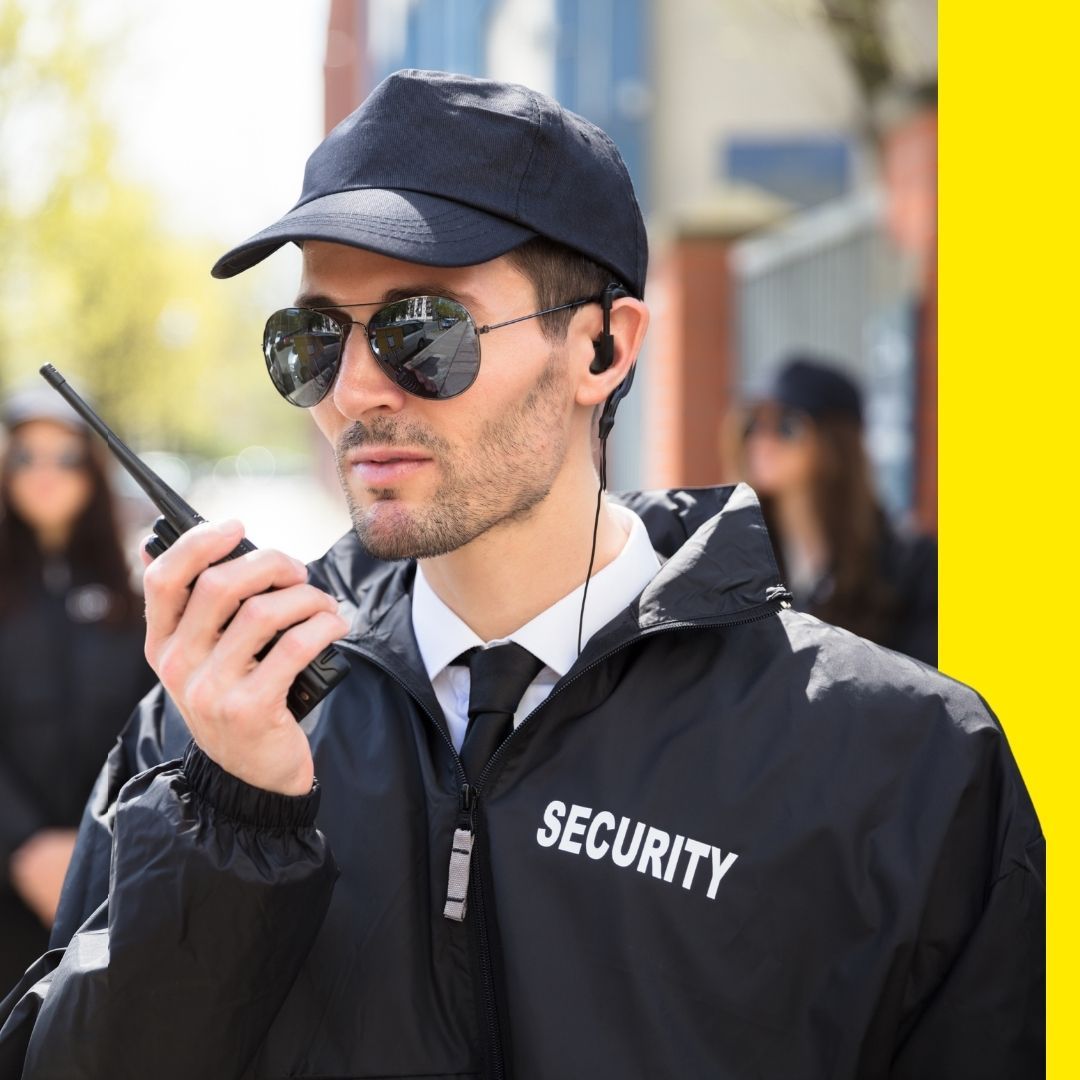 security guard on radio