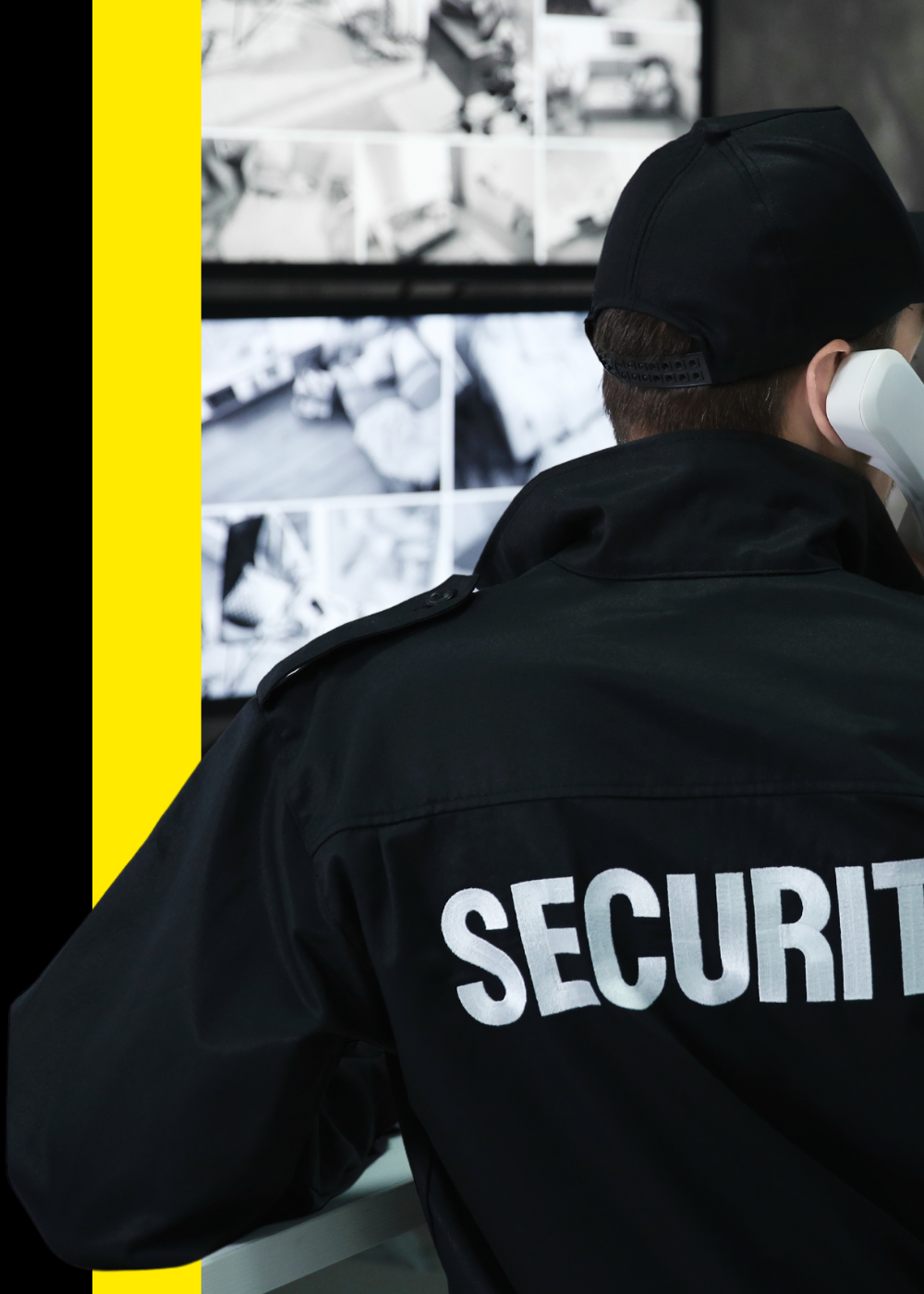 security guard on phone 