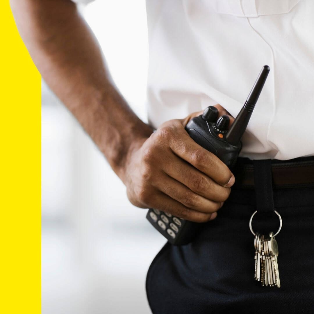 security guard with radio
