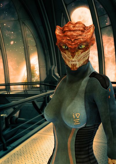 Image of an alien woman in a space craft