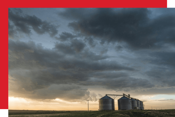 farm equipment with cloudy sky