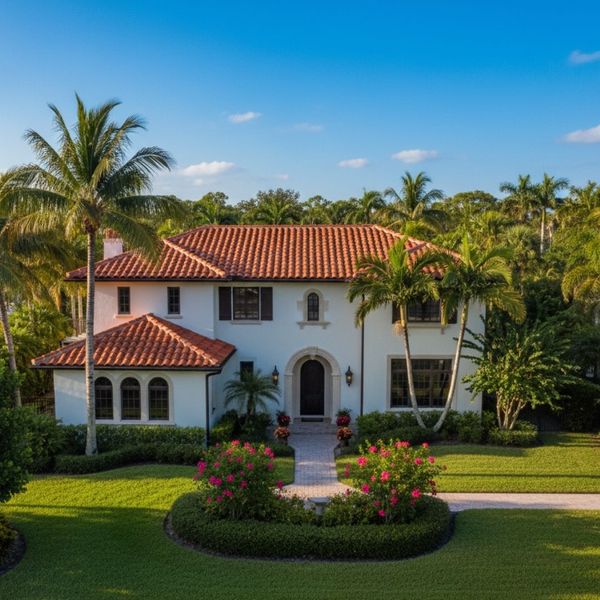 A classic Florida home with a beautiful and durable terracotta barrel tile roof.
