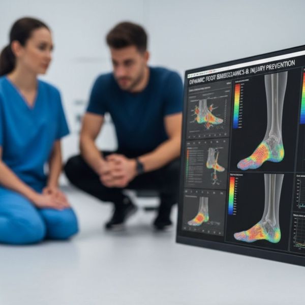 Biomechanical analysis of a foot on a pressure plate for injury prevention planning.