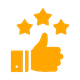 icon of thumbs up with 3 stars above