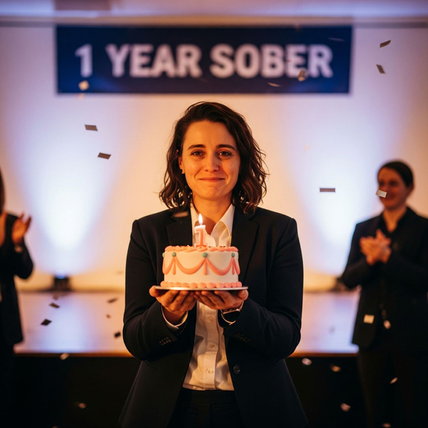 An individual celebrating a milestone in their addiction recovery journey.