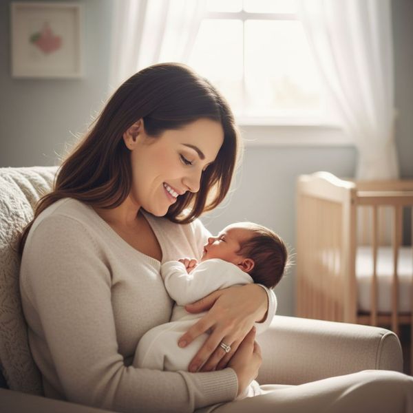 new mother holding her newborn baby to her chest
