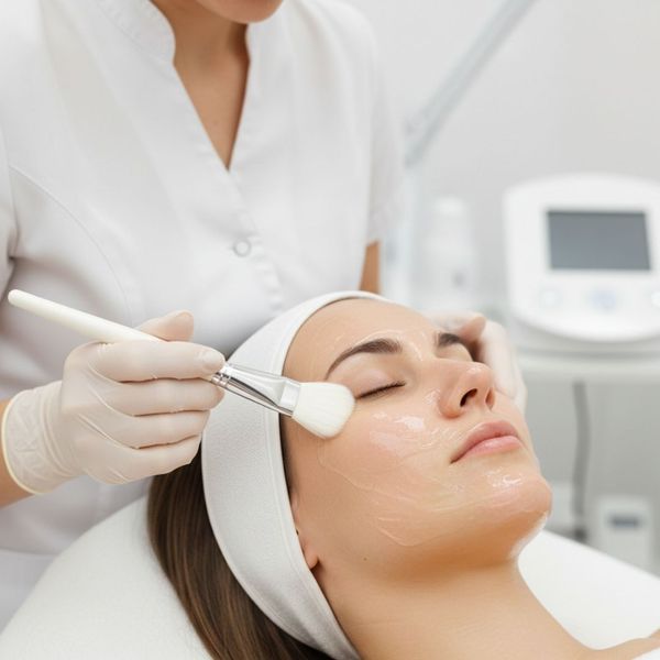 A woman having a chemical peel applied 