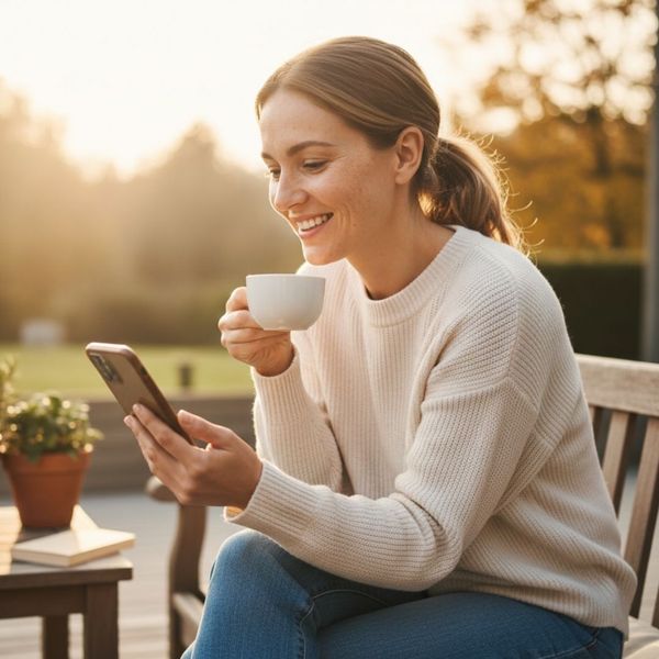 A women drinking coffee