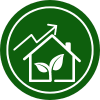 house with plant and increase arrow 