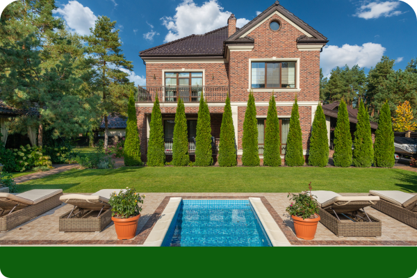 Residential backyard with a pool