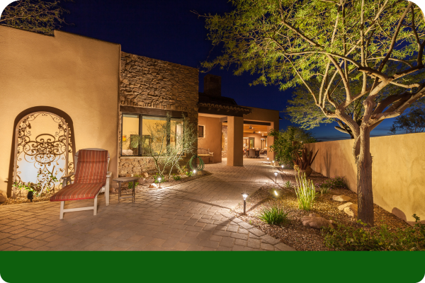 lit up patio 