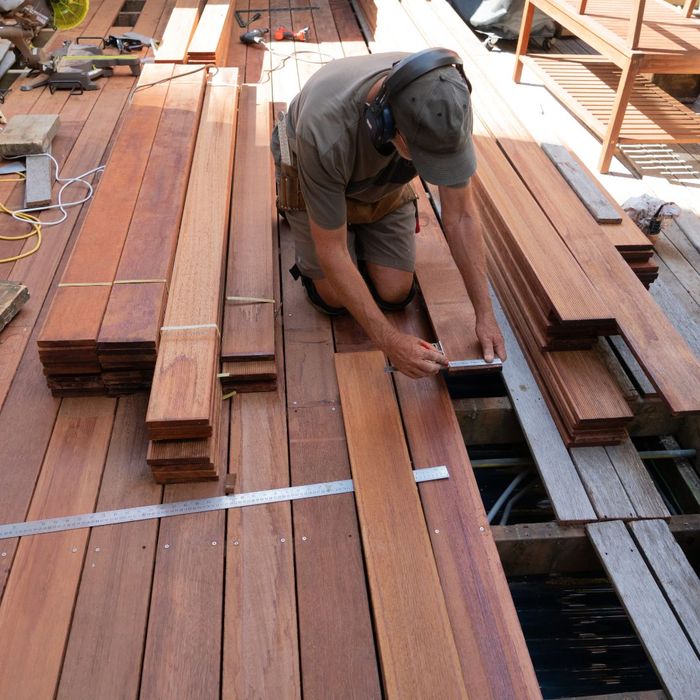 Contractor building a deck