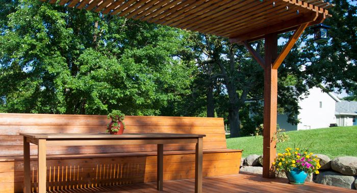 Outdoor deck with built in booth