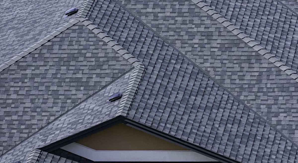 aerial view of roofing shingles