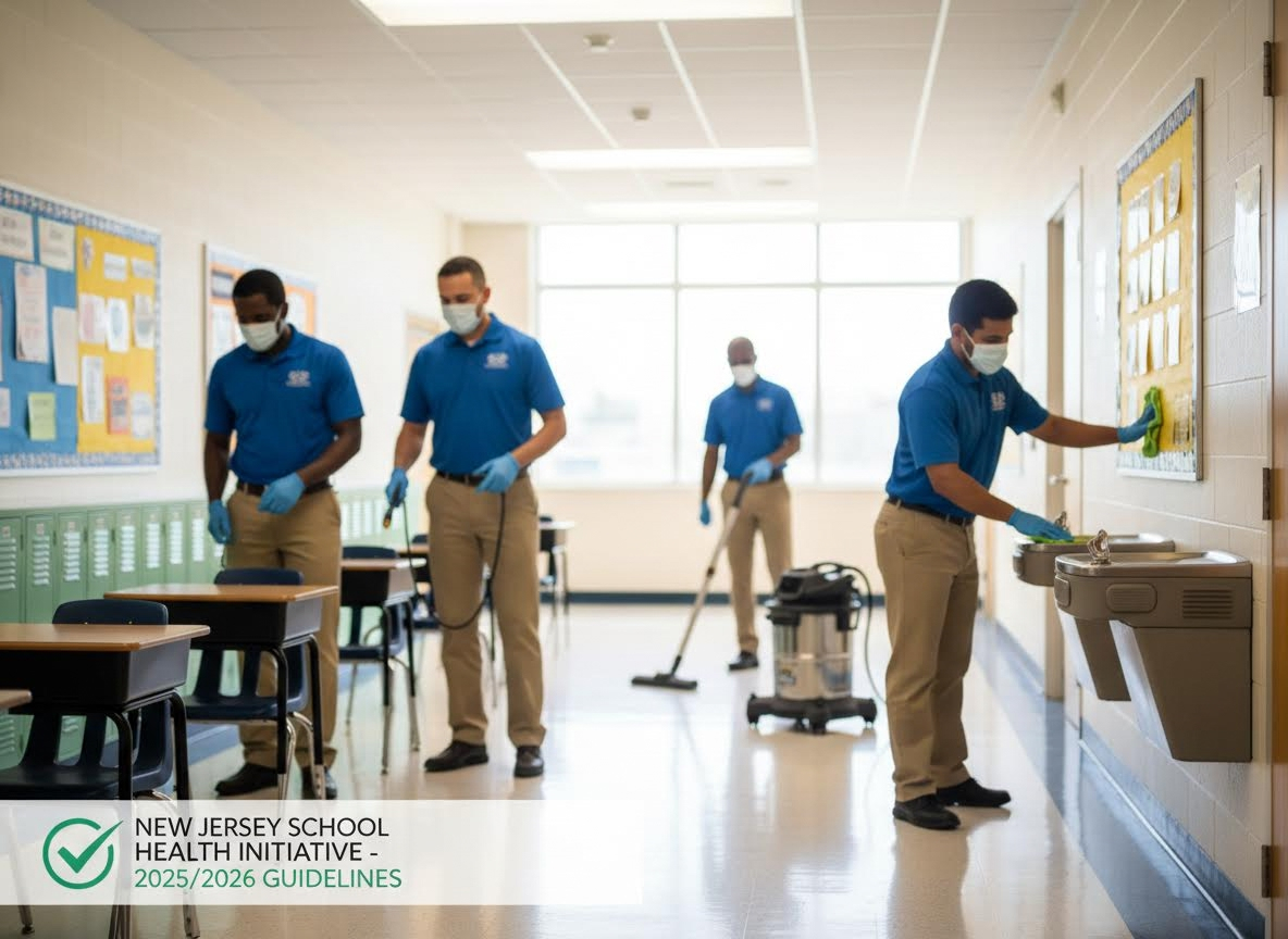 School Janitors Cleaning According to Health Guidelines