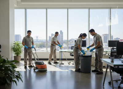 Professional Office Cleaning Team at Work