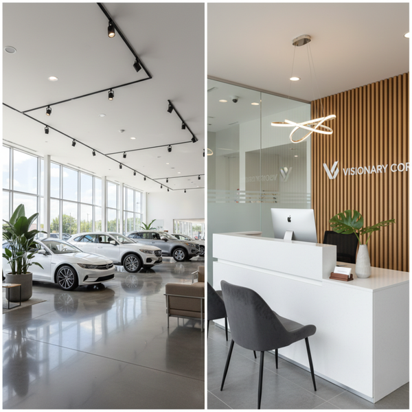 Clean car showroom and office space- Cleaning services by Presidential Cleaning