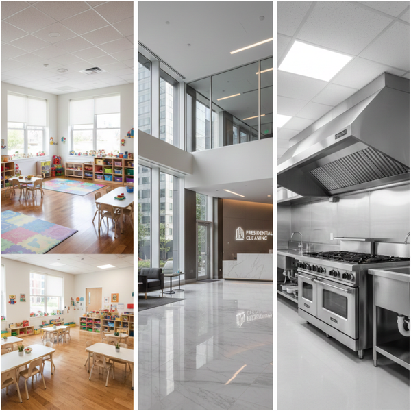 commercial cleaning services by presidential cleaning for multiple industries 