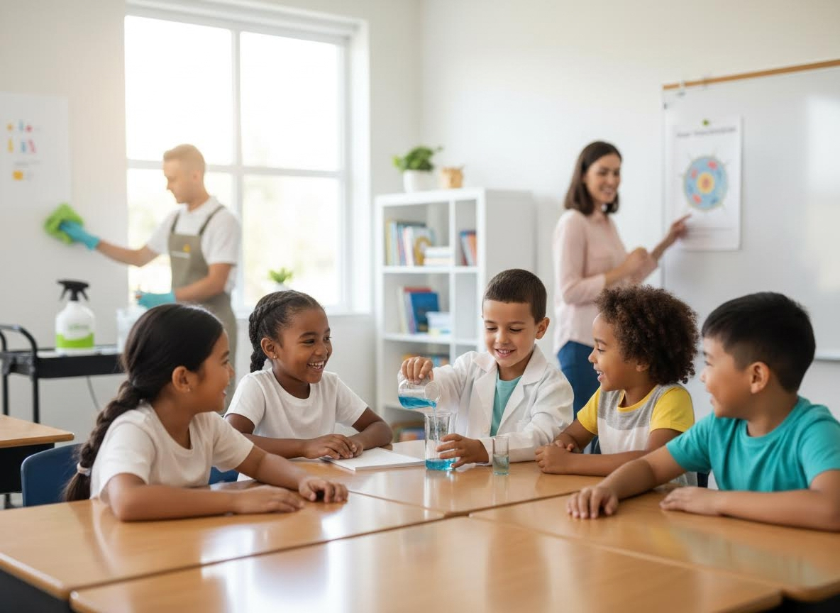 Diverse Children Learning Science in Classroom
