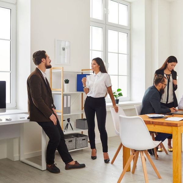 employees in new office space employees in new office space