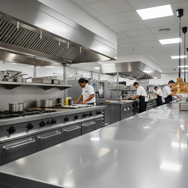 gleaming commercial kitchen after a thorough cleaning service