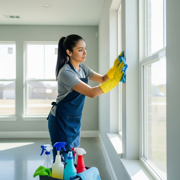 cleaning dust off windows and walls 