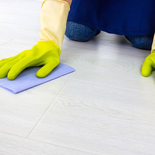 commercial cleaner scrubbing