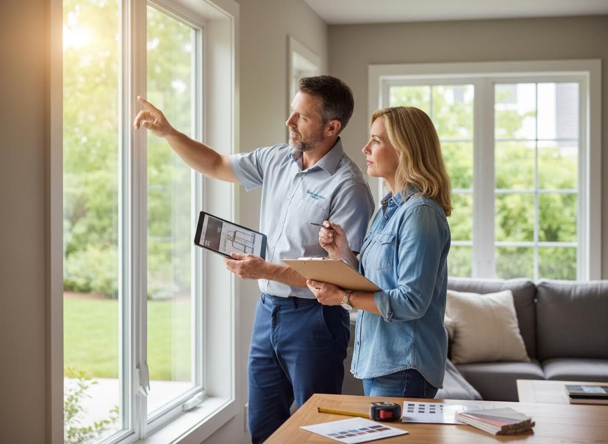 Window Consultant Discussing Options with Homeowner