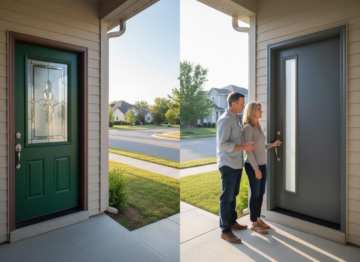 Front Door Comparison: Traditional Green vs. Modern Gray