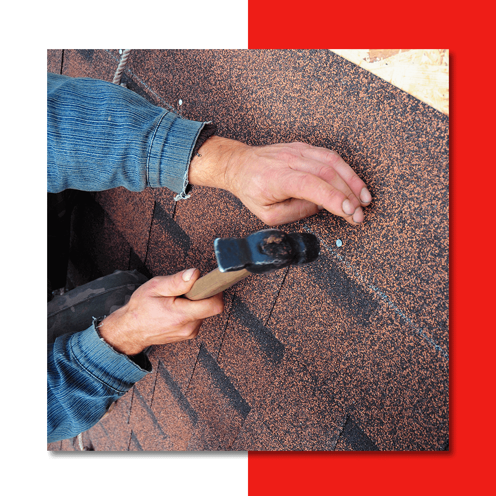 a professional nailing down shingles