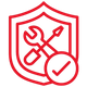 a shield with tools and a checkmark icon