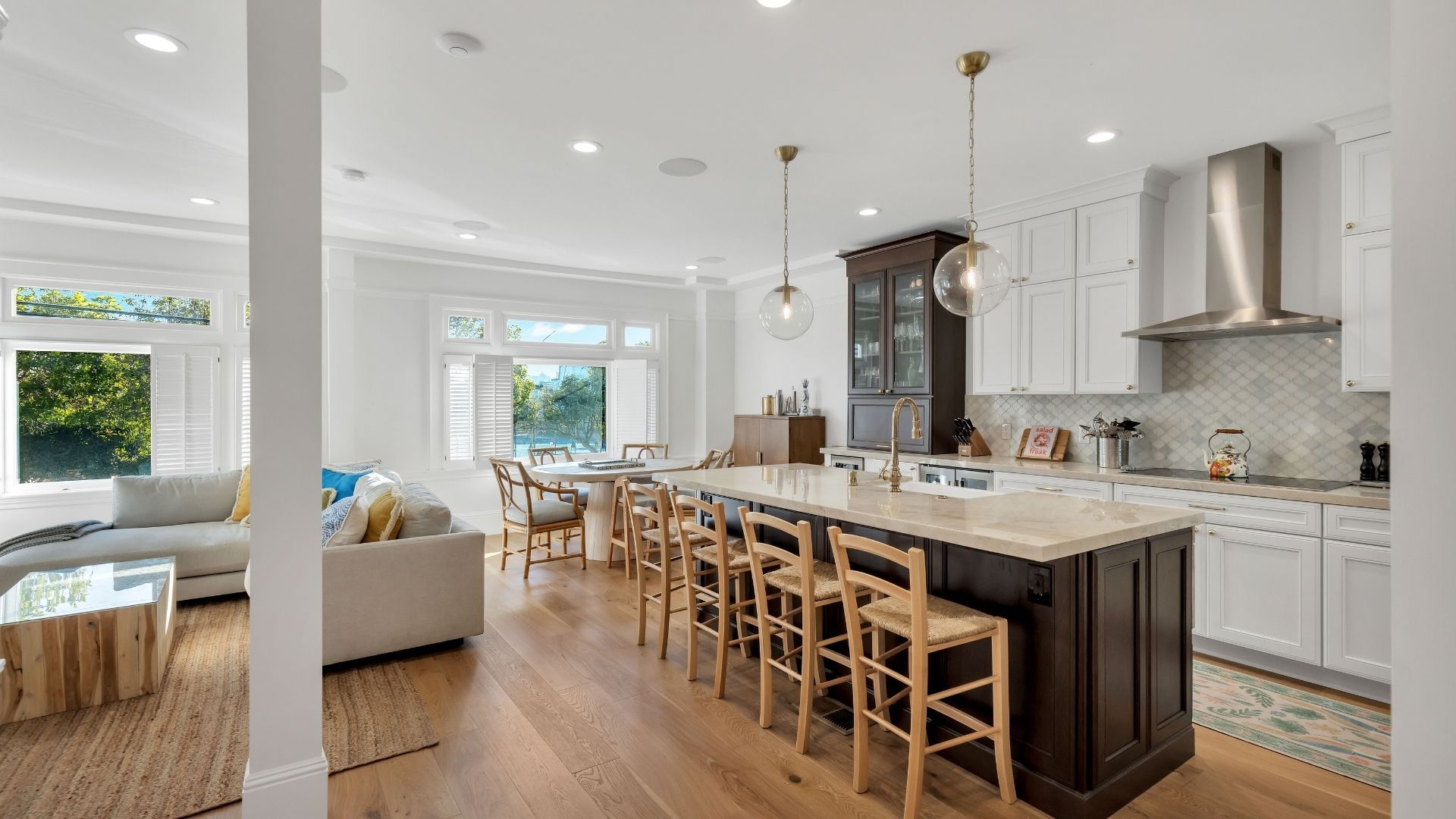 large open newly remodeled kitchen and living room