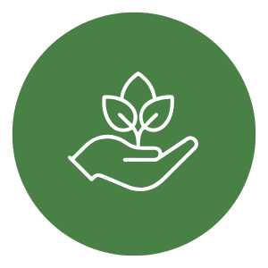 hand holding a plant icon
