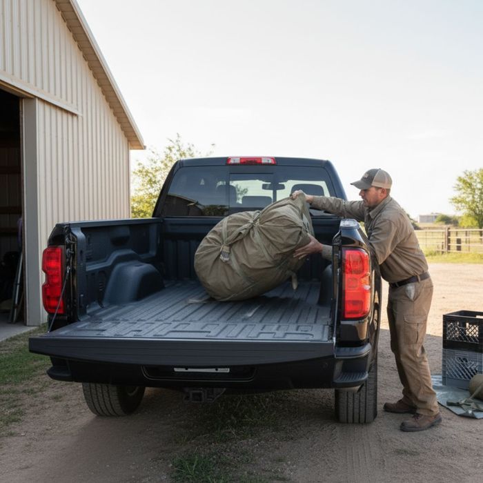 man loading pickup bed