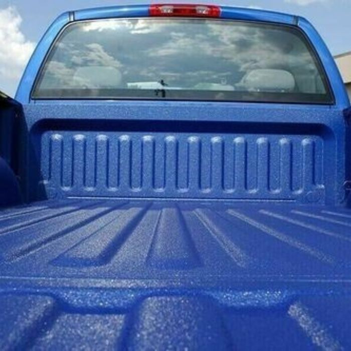Blue truck with a matching bedliner