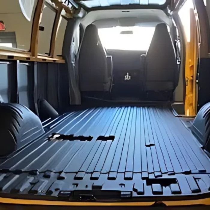 Van with a sprayed bedliner