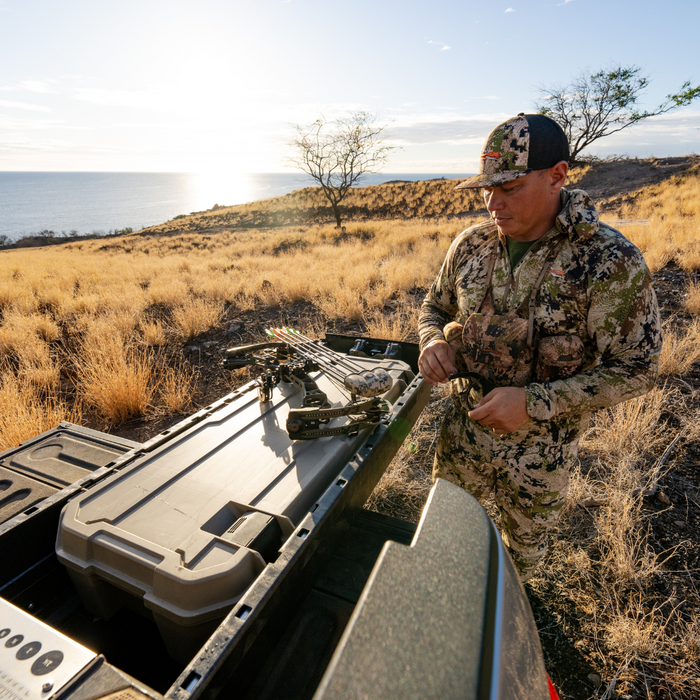 hunter using decked truck drawers