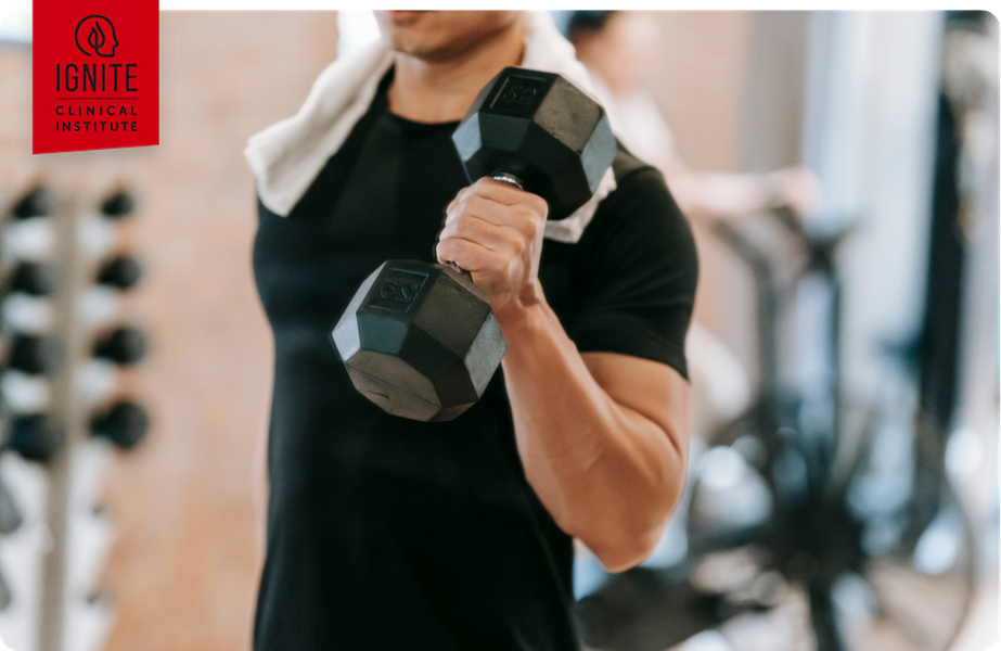 man lifting weights