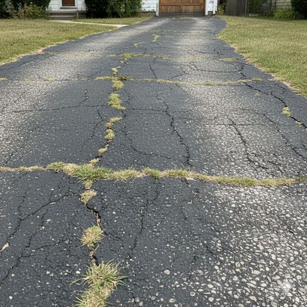 Old asphalt driveway