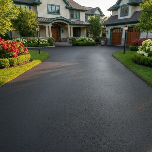 A smooth asphalt driveway