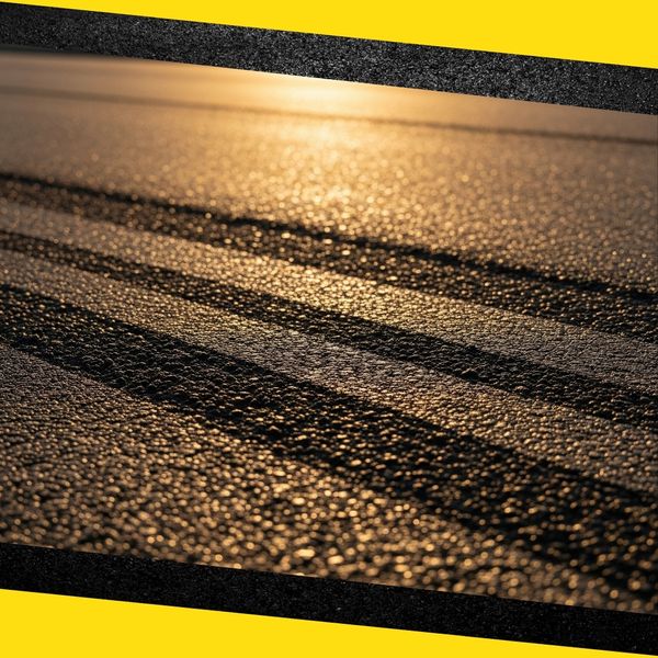 Close-up image of fresh blacktop with roller marks still visible