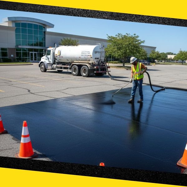 a parking lot being coated Sealcoating in Collierville (2).jpg
