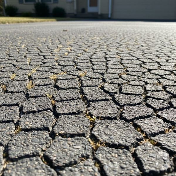 Asphalt with alligator cracks 