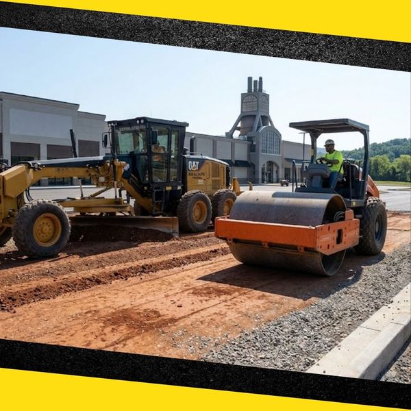 grading and preparing commerical parking lot for asphalt 