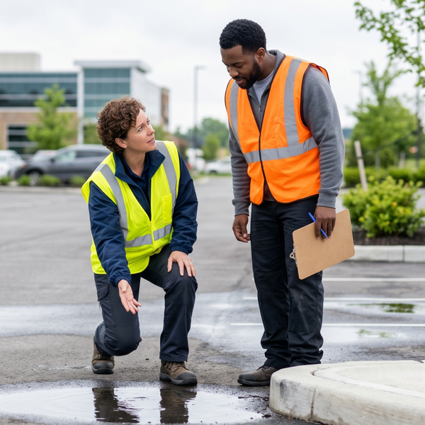 standing parking lot water
