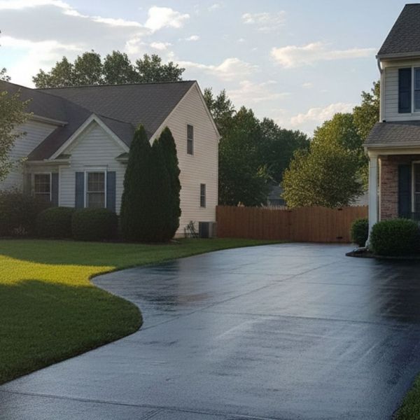 A newly seal coated driveway 
