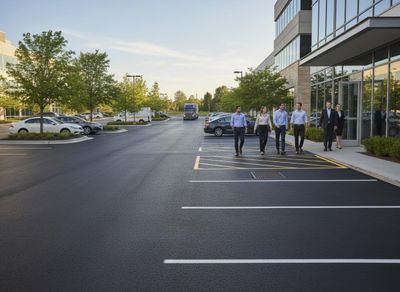 Business Professionals Walking Towards Office Building